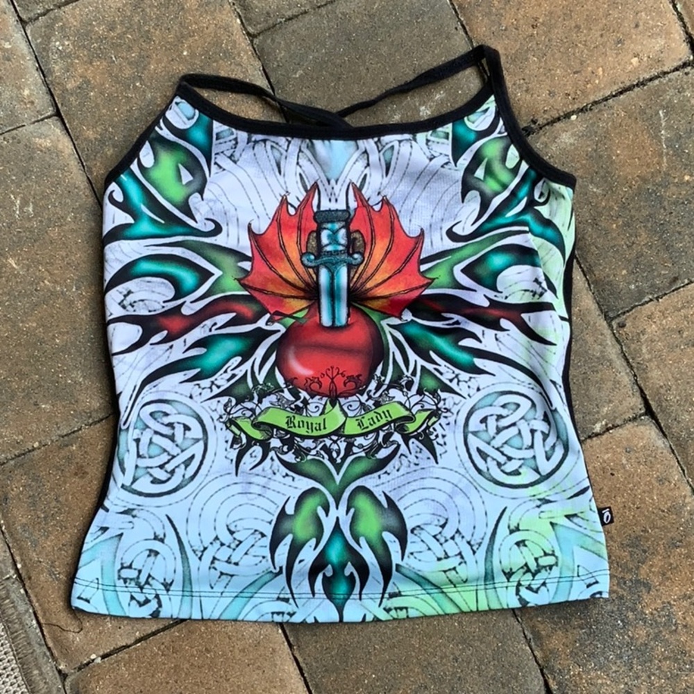 OTOMIX PRINTED ATHLETIC TANK WITH BUILT IN BRA, SIZE SMALL